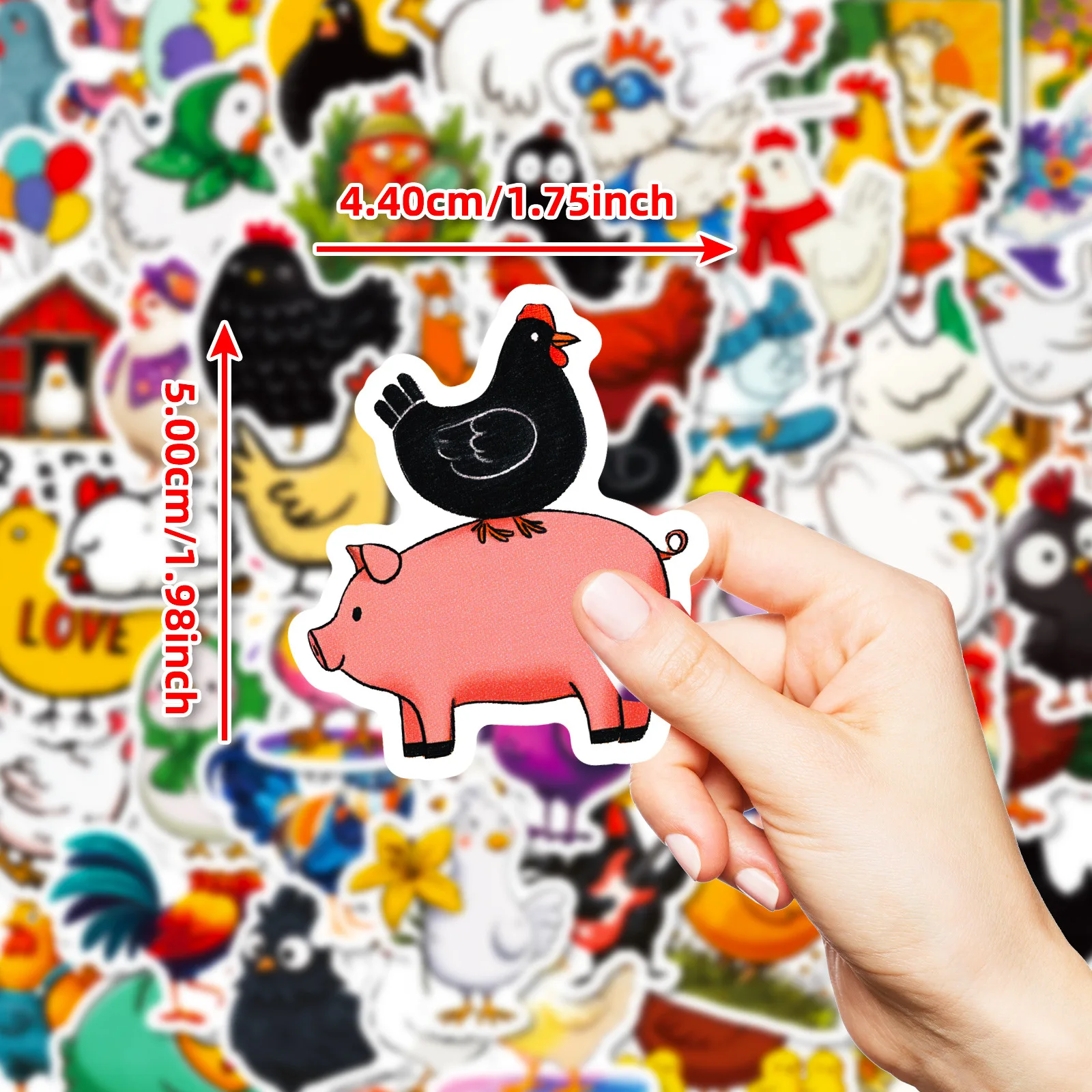 56PCS Cartoon Funny Chicken Graffiti Stickers Cute Rooster Hen Hand Account Stationery Stickers