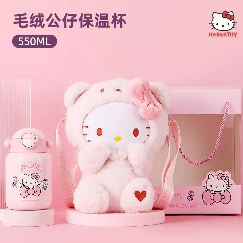 

Sanrio Hello Kitty Kawaii Thermos Cup 2023 Hot Water Cup Doll Fashion Portable Trendy Protective Case Can Be Used as a Backpack