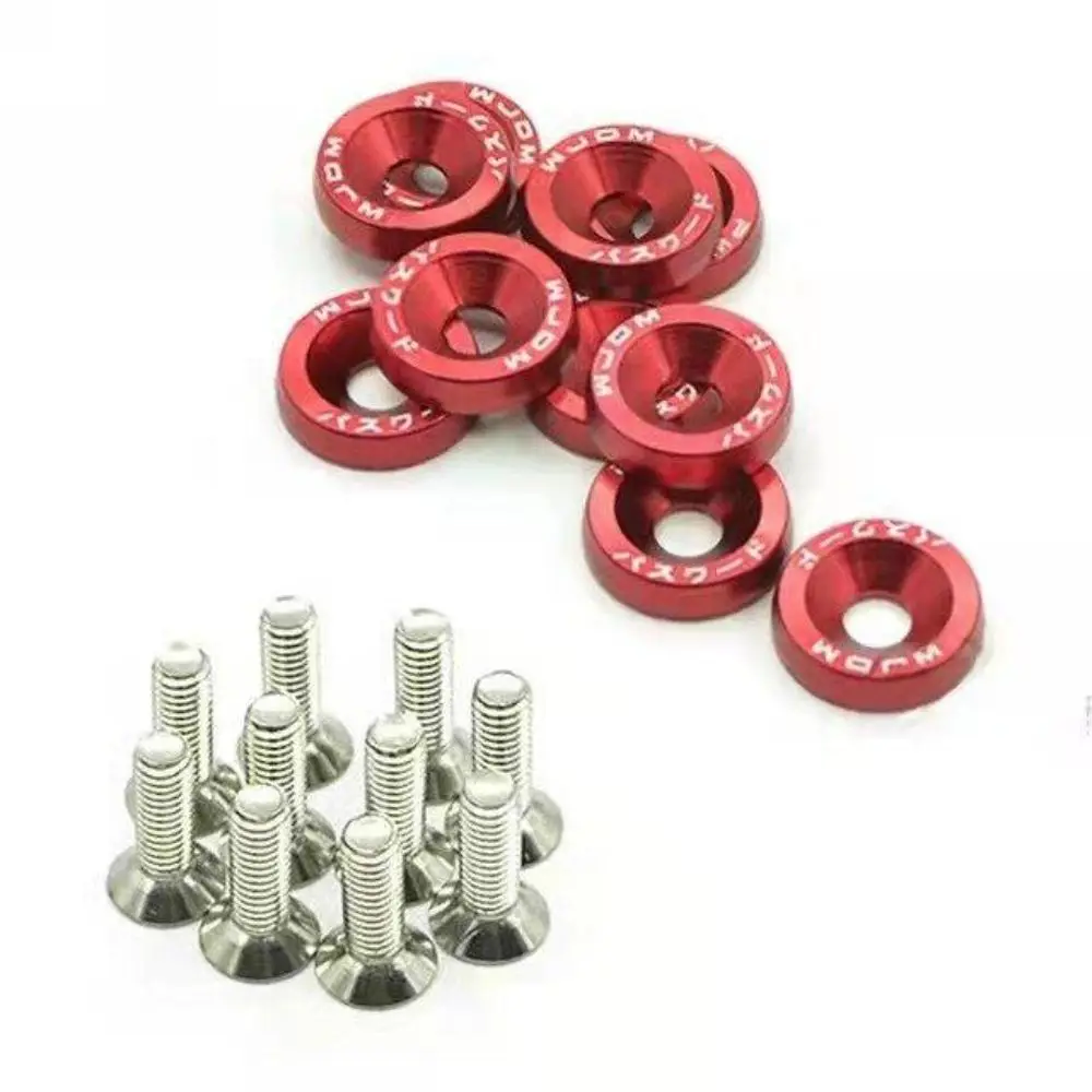 10Pcs/Pack M6 Washers JDM Style Universal Car Modified Fasteners Aluminum Alloy Concave Scooter Fasteners Screws