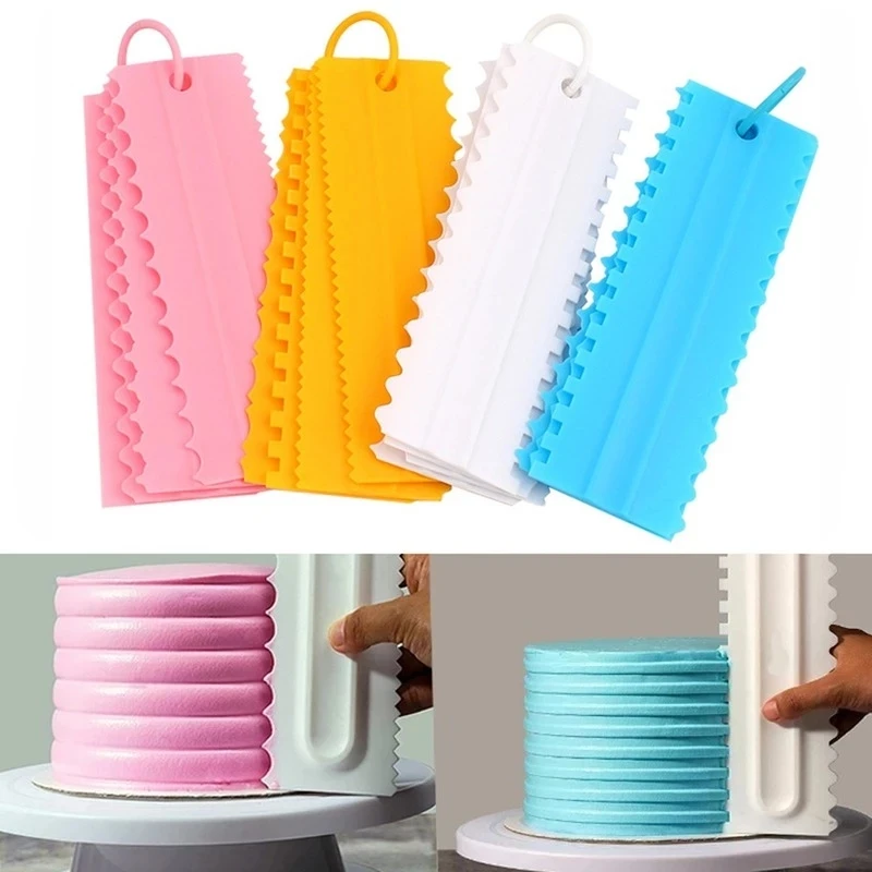 4pcs/set cream scraper PP Cream Smoother Pastry Icing Combs Spatulas DIY Baking Tools bakery accessories Cake Decorating Comb