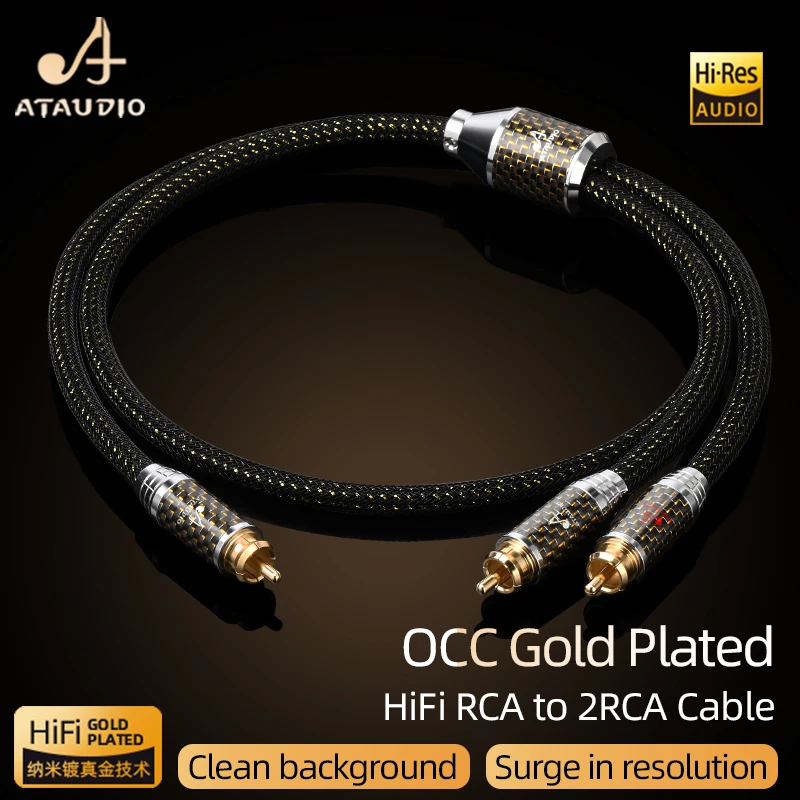 Kabel Audio ATAUDIO HiFi RCA do 2RCA wysokiej jakości OCC pozłacany kabel splittera RCA męski do 2RCA męska wtyczka Y dla wzmacniacza DAC