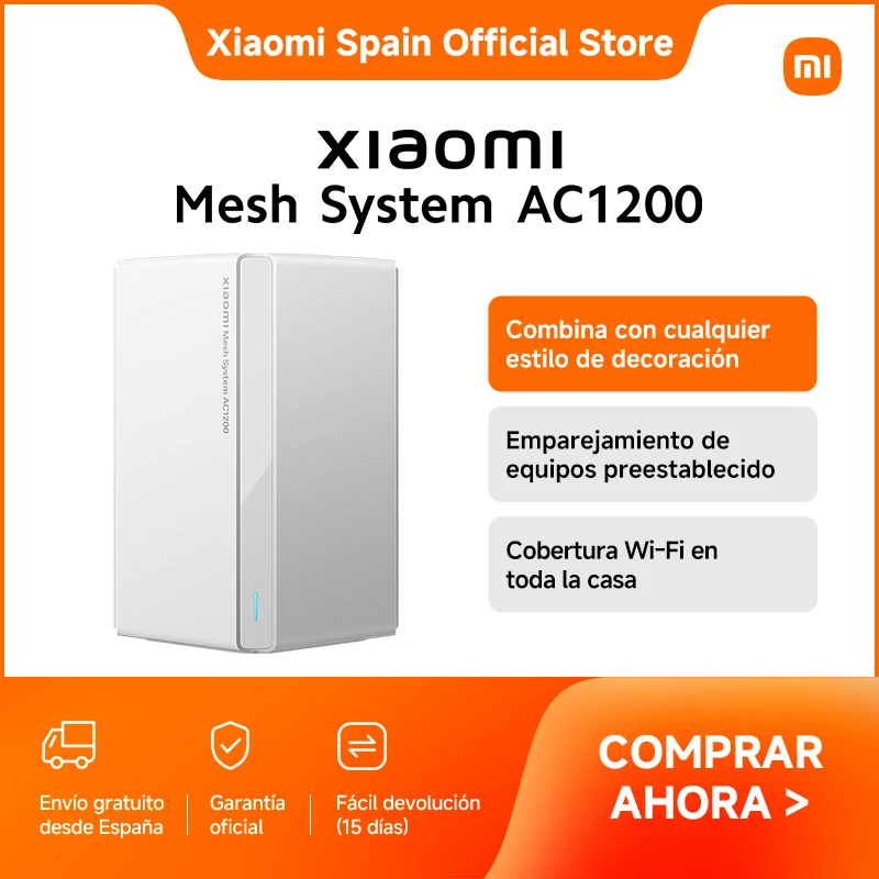 Oficial | Xiaomi Mesh System AC1200, Combina con cualquier estilo de decoración, Emparejamiento de equipos preestablecido, Cobertura Wi-Fi en toda la casa