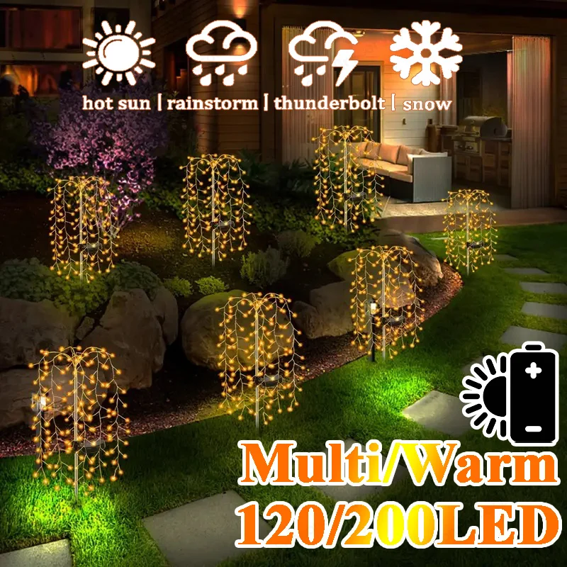 

Outdoor Solar Fireworks Lighting 120/200 LED Waterproof String Lights Fairy Lawn Lamp Decor for Courtyards Garden Decoration