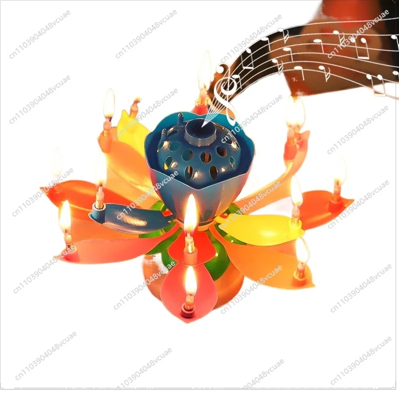 

Birthday Candle Lotus Cake Internet Celebrity Children Creative Lotus Singing Music Surprise Will Bloom Rotating Candle
