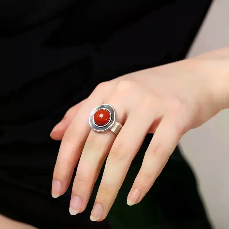 Ethnic Style Southern Red Adjustable Rings For Men Women Retro Fashion New Jewelry Gift Party Accessories