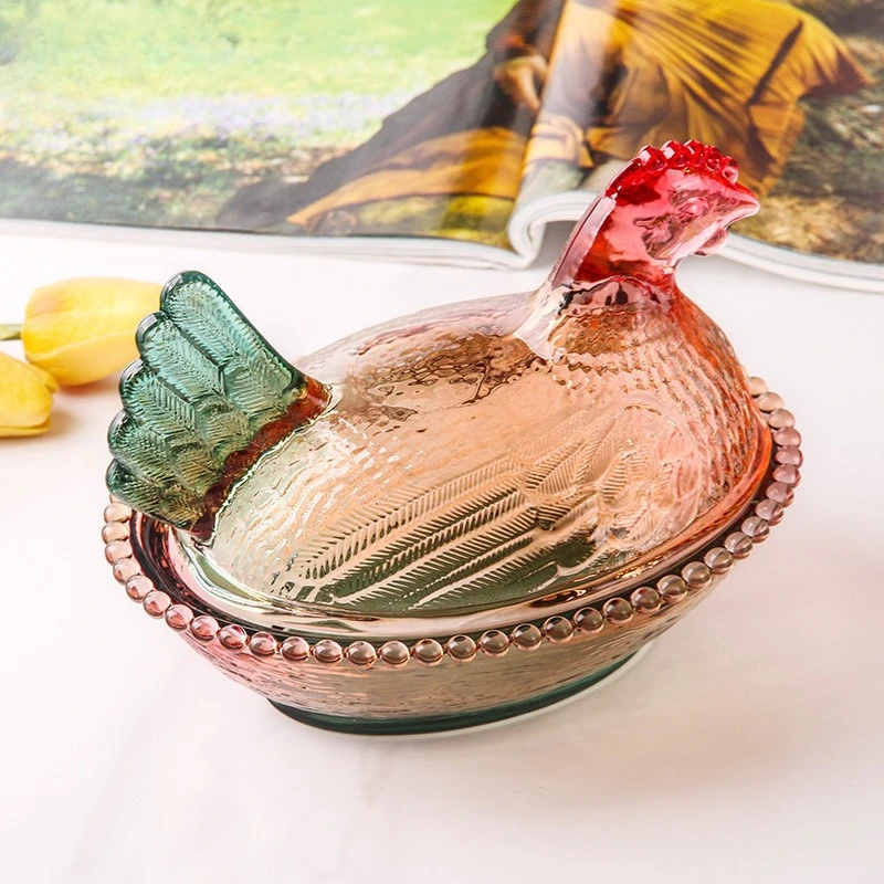 Creative Glass Storage Jar Lid Chicken Kitchen Candy Jar Snack Tea Coffee Sugar Jars Luxury Cute Funny Household Storage Boxes