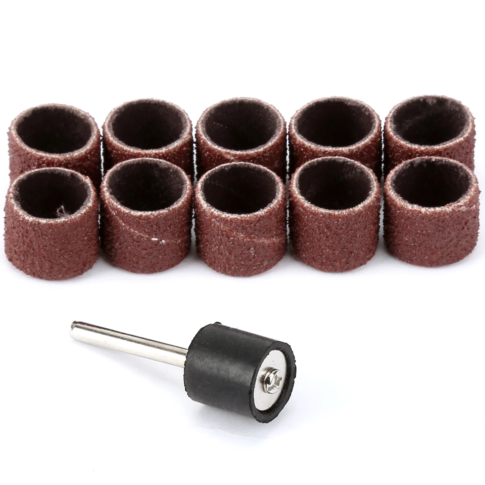 Lixar Drum Set com Mandris, Bandas de Lixar para Unhas, Acessórios Dremel, 12,5mm, 10Pcs