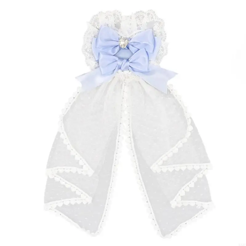 Cosplay Party Hairband Rabbits Ear Hairhoop Lace Ruffle Hair Clip for Women Teens