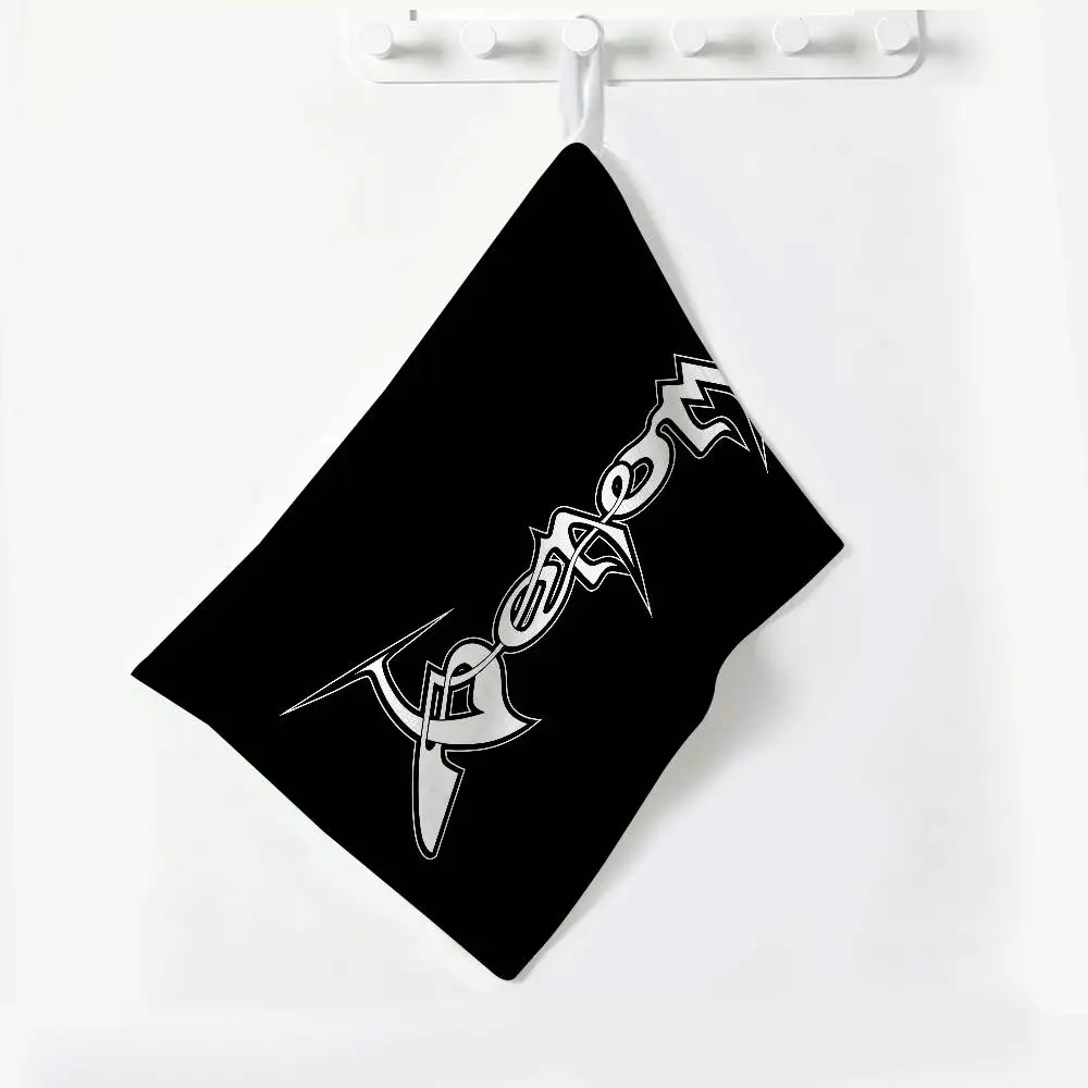 V-Venoms Black Metal Band Hanging Kitchen Towel, Polyester Cotton Material, Wear Resistant Hand Wiping Towel for Home