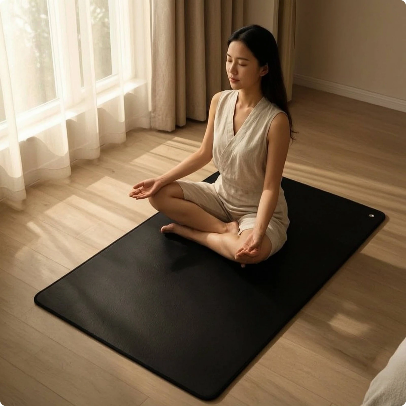 Grounding Exercise Mat Compact Grounding Mat with Cord Pad Rectangular Indoor for Yogis, Meditation, Stretching