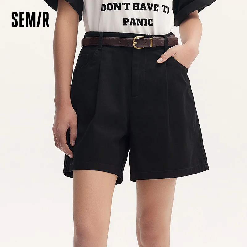 Semir Women's Basic A-Line Shorts Summer Minimalist Fashion Belted Loose Fit Trendy Casual Shorts