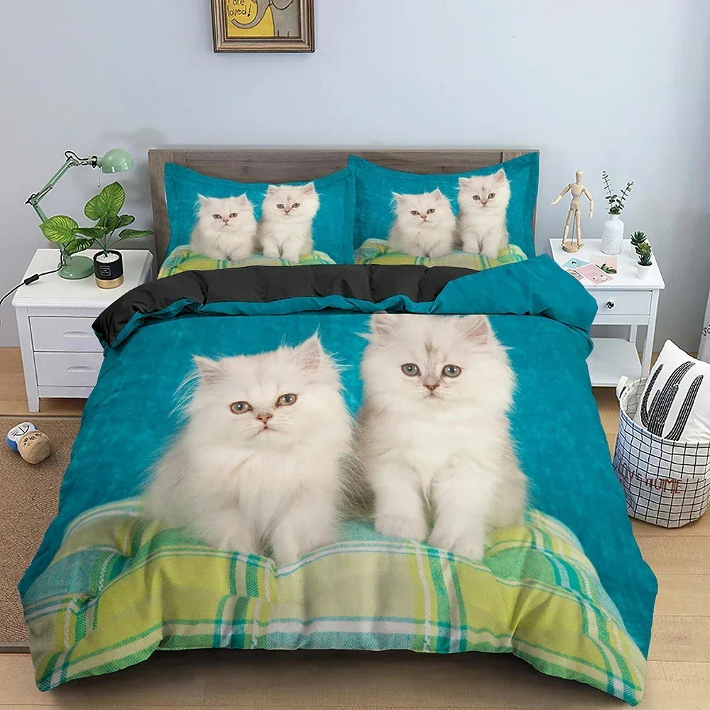 

Cute Cats Puppy Pattern Comfortable Duvet Quilt Cover Pillowcase Bedding Set Children Bedroom Decoration Home Textile