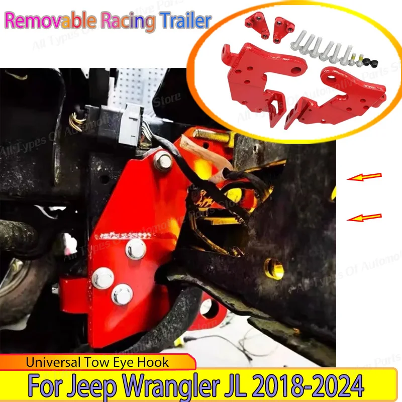 Front Bumper Tow Hook for Jeep Wrangler JL 2018-2024 Removable Racing Trailer Universal Tow Eye Hook Rustproof Refit Auto Parts