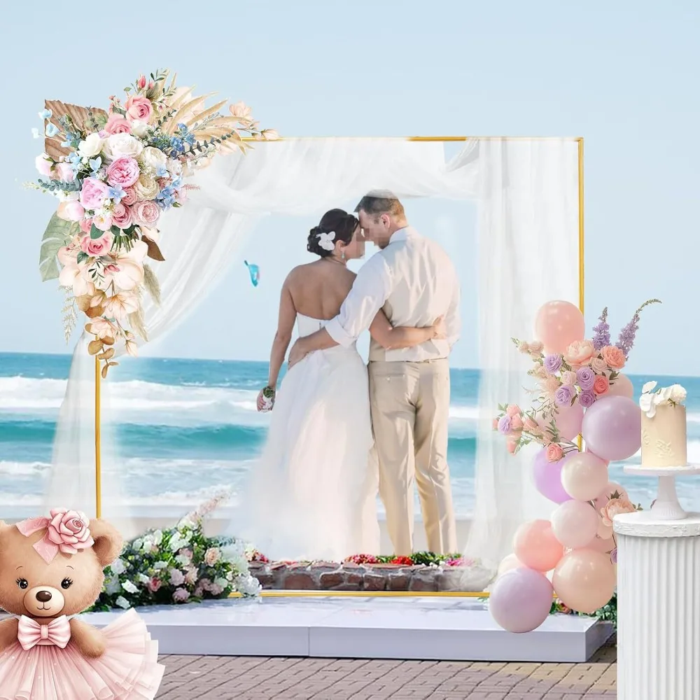 Metal Rectangular Arch Backdrop Frame Stand, DIY Frame for Balloon Flower Tulle for Wedding Birthday Party Background Decor