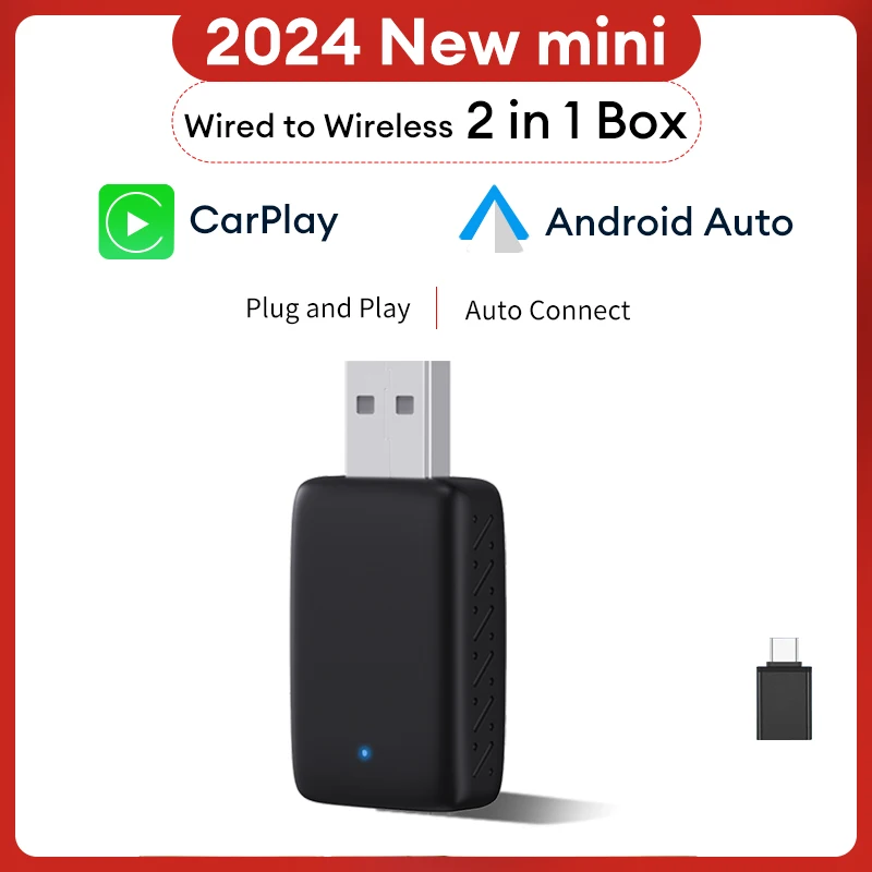 XUDA 2in1 Wireless Carplay Adapter Android Auto Smart Dongle Mini Box Plug And Play For Volvo Benz Cadillac Jeep Lexus Buick VW 