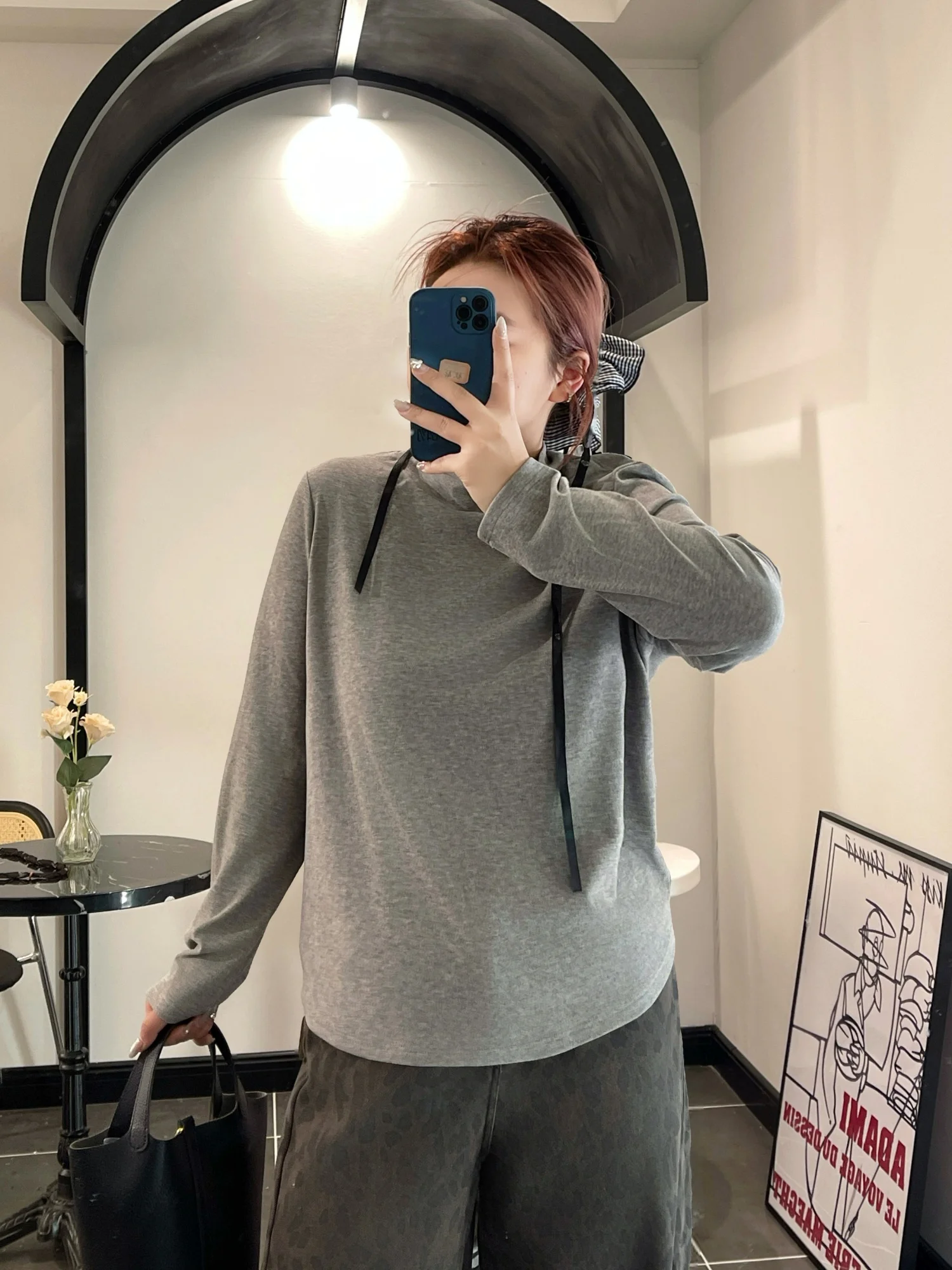 

Новая корейская повседневная блузка с высоким воротником и эффектом похудения для полных женщин, осенне-зимняя, для офиса и повседневной носки