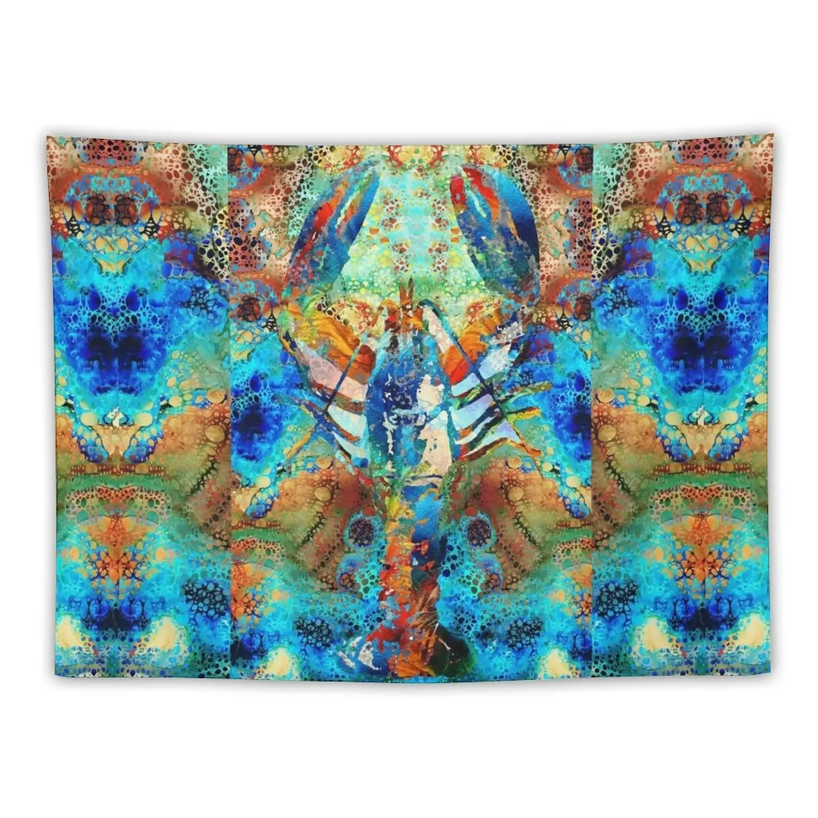 Primary Colors Lobster Art by Sharon Cummings Tapestry Wallpapers Home Decor Decoration Room Tapestry