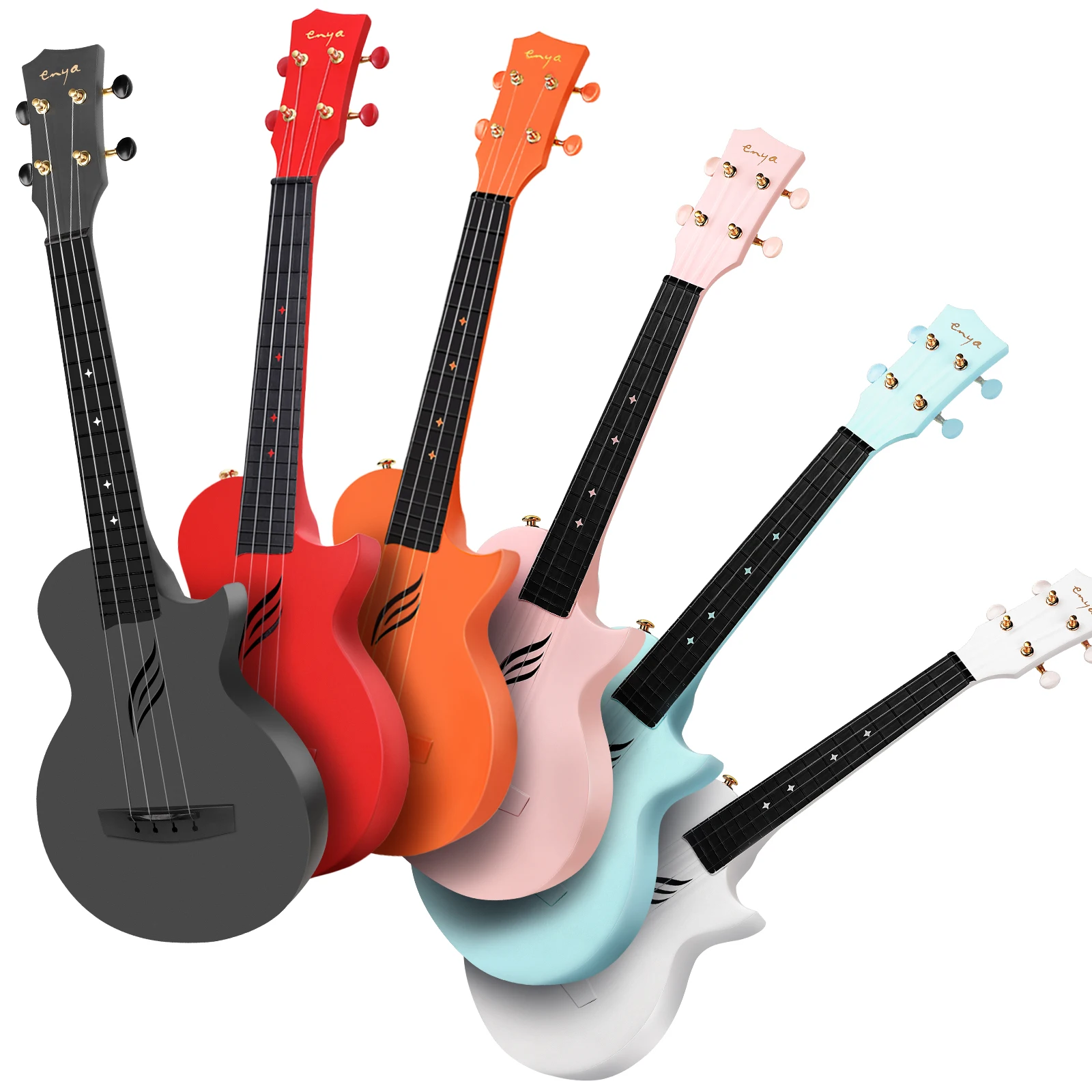 NOVA U Acoustic Concert Ukulele, Carbon Fiber, Beginner Kit, String Hawaii, Miniwith Case Strap, Finger Style Instruments