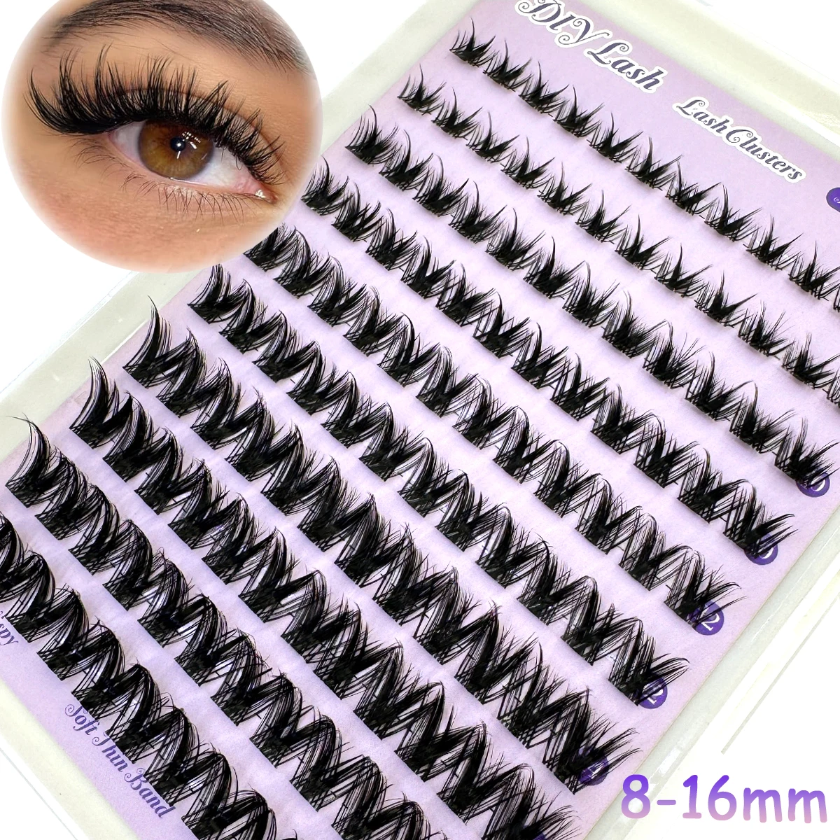 Nuevo 10 filas de grupos de pestañas de ojo de gato, grupos de pestañas tenues, extensiones de pestañas, extensiones de pestañas de volumen Natural, pestañas individuales DIY