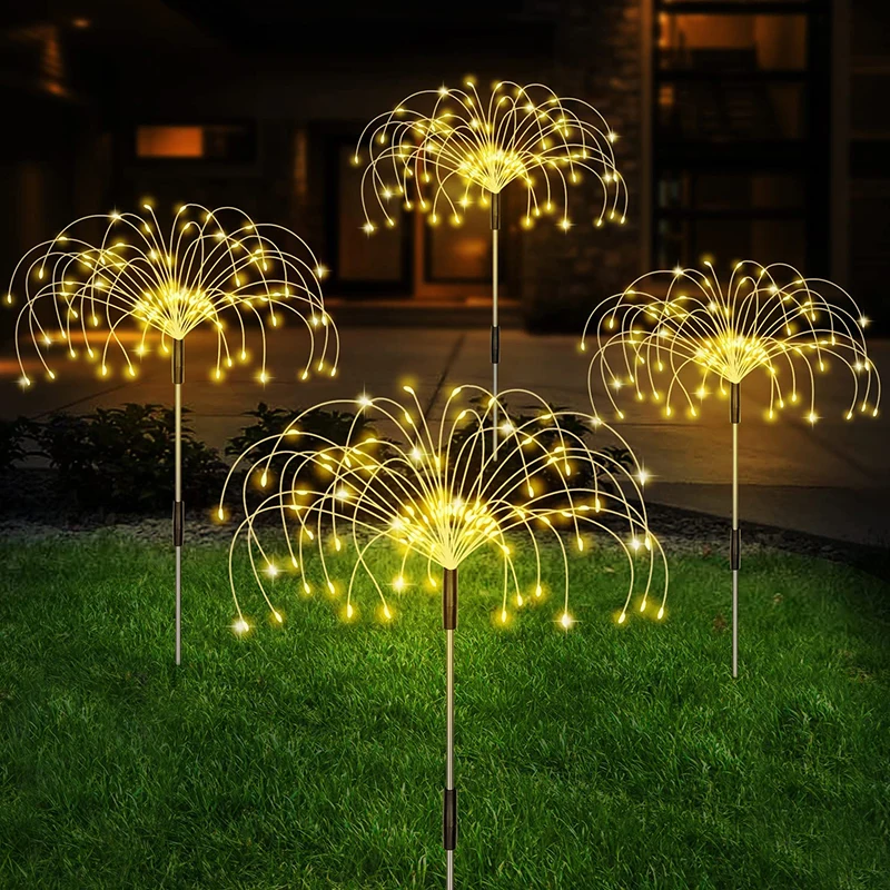 NONE Solar-LED-Feuerwerk-Lichterkette für den Außenbereich, wasserdicht, Gartendekoration, Rasen, Weg, Solarlampe 3