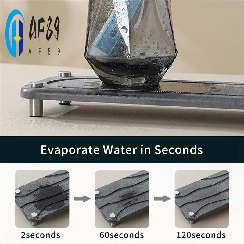 AF89-حوض الحمام حجر سريع الجفاف، صينية حوض الأرض المشطورة، حامل فرشاة الأسنان، مموج،