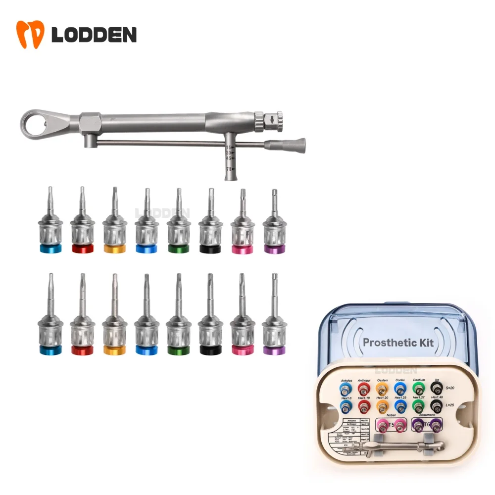 

Dental Universal Implant Torque Screwdriver Dentistry Implant Tool 15-70NCM Wrench Prosthetic Restoration Ratchet Kits