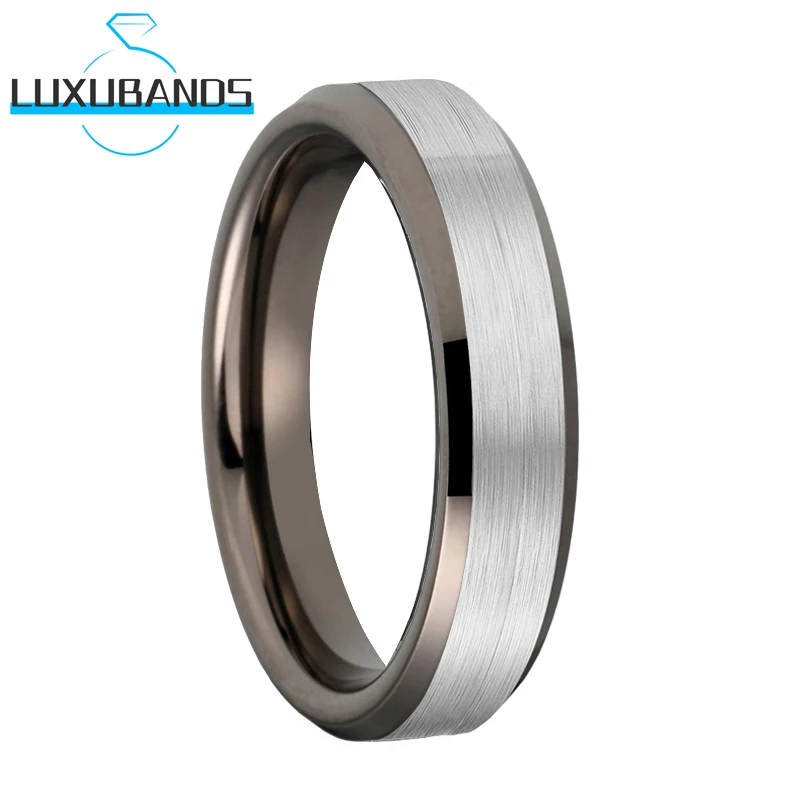 

4mm Ring For Men Beveled Edges Brushed Finish Tungsten Carbide Ring Boyfriend Gift Rings For Couple Women Luxury Quality Jewelry