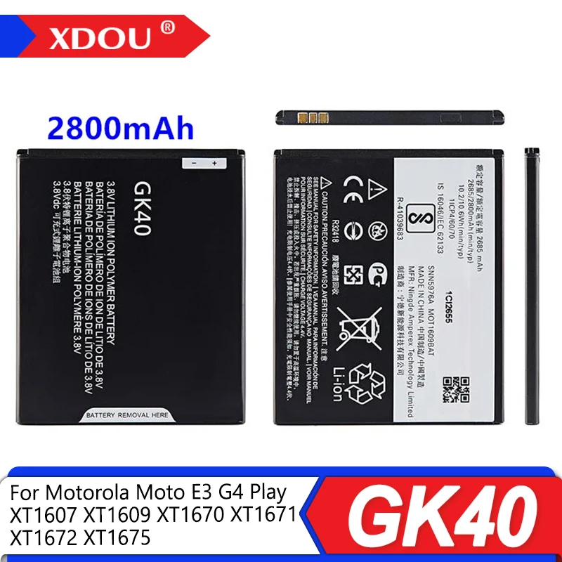 

100% новый аккумулятор GK40 2800 мАч для Motorola Moto E3 G4 Play XT1607 XT1609 XT1670 XT1671 XT1672 XT1675 аккумуляторы для мобильных телефонов
