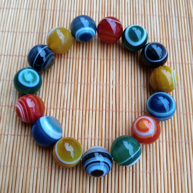 Pure Natural Uruguay Jade Agate Sky Eye Fantasy Colorful Bracelet