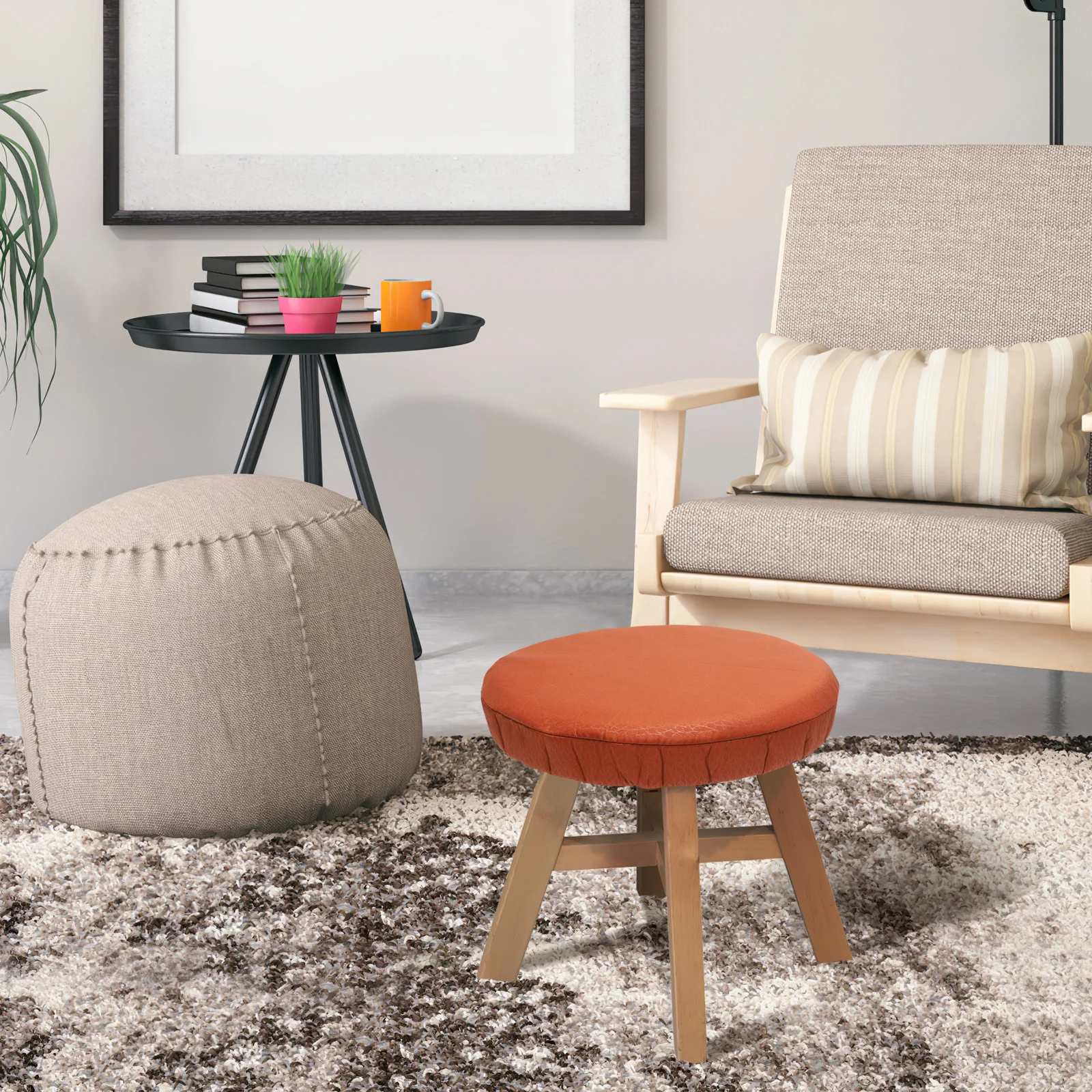 

Round Stool Cover Elastic Solid Color Stretch Bar Stool Protector Removable Seat Cover for Home Office Party Bar Chair Protector