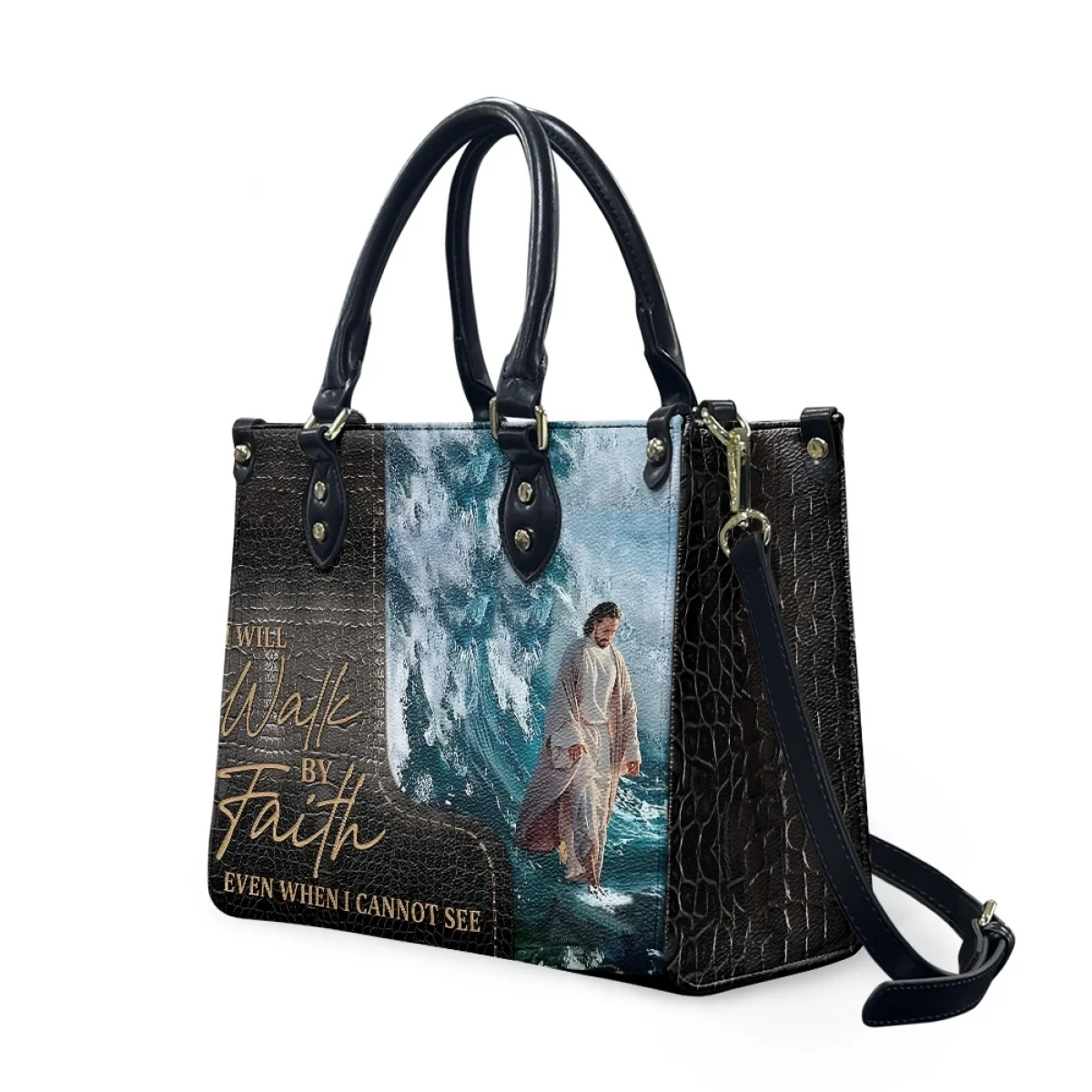 I Will Walk By Faith anche non riesco a vedere la borsa di gesù borse da donna cristiane borsa con nome personalizzato Dropshipping Totes di lusso femminile