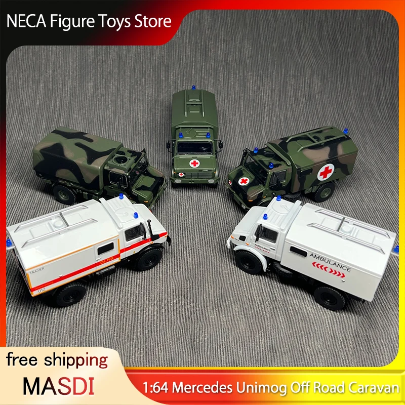 

MASDI 1:64 Mercedes Unimog Off Road Caravan Models Alloy ORV Simulation Collection Limited Edition Overlanding Vehicle Gift Toy