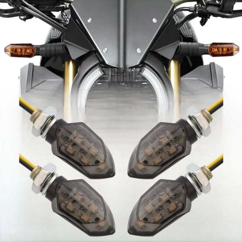 

4PCS Motorcycle Turn Signal Lights 5-LED Amber Smoke Lens, 12V Plug & Play Blinkers for Honda Kawasaki Suzuki Universal Fit