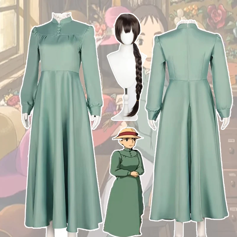 Medieval Anime Sophie Cosplay Costume Green Dress Muslim Islamic Disfraz Woman Halloween Sohpie Performance Stage Comic Con