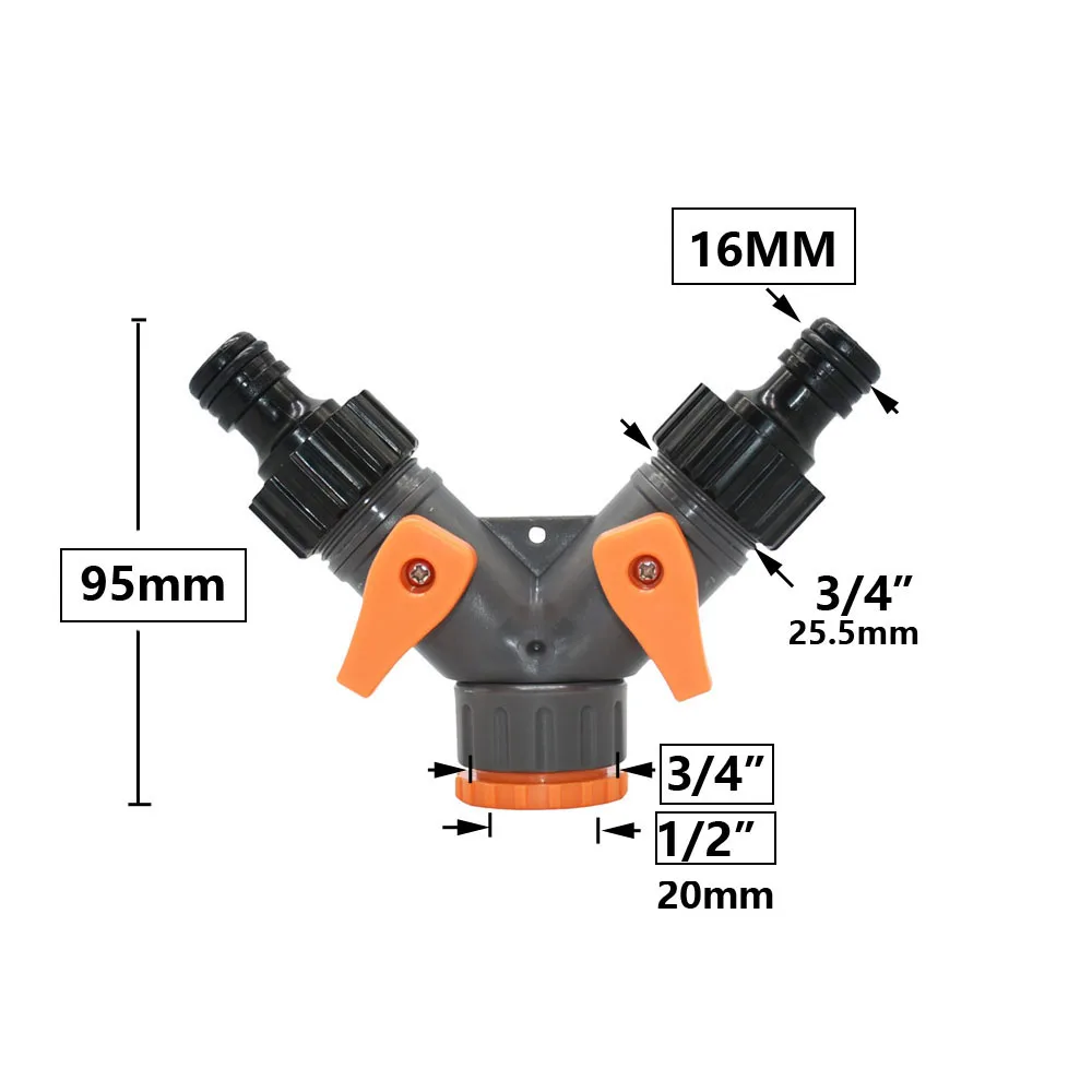 3/4 Inch 2/4-Way Garden Hose Splitter Garden Tap Y-Type Watering Connector Distributor for Outdoor Faucet