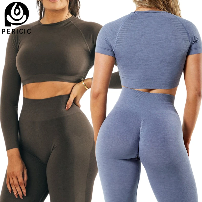 2/3pcs Seamless Yoga Sets Women Workout Gym Set Scrunch Butt Leggings Sets Amplify Crop Top Set Gym Clothing Fitness Sports Suit