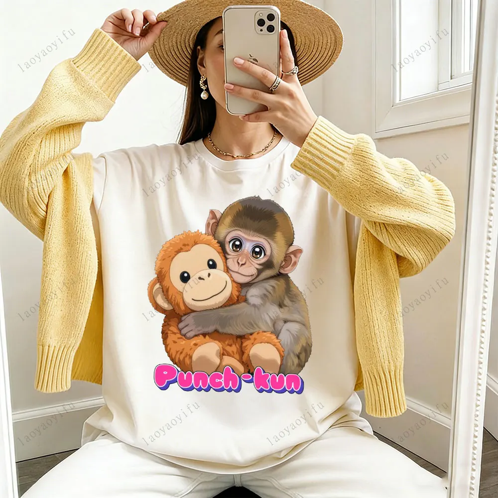 Punch Monkey T Shirt Cute Monkey Tops Animal Print Tees Y2k Top Ropa De Mujer Kawaii Y2k Vintage Clothes Graphic T Shirts