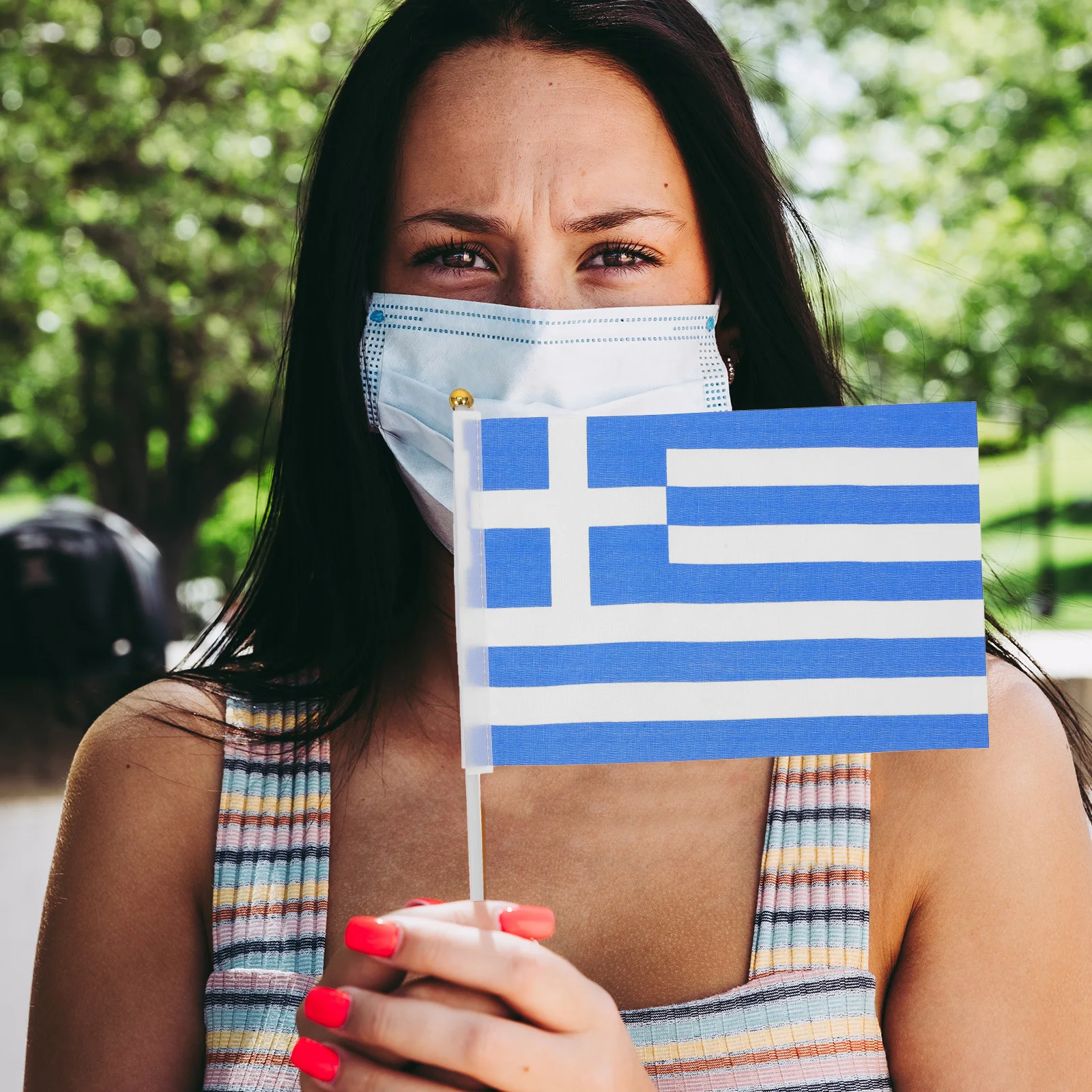 

100Pcs Handheld Greece Flags Small Mini Cheer Flags for Themed Party Decorations National Holiday Events Flag Greece Flag