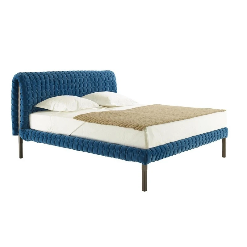 Italian minimalist fabric 1.8 meters bed freehand space designer wabi sandy wind villa soft bag bed
