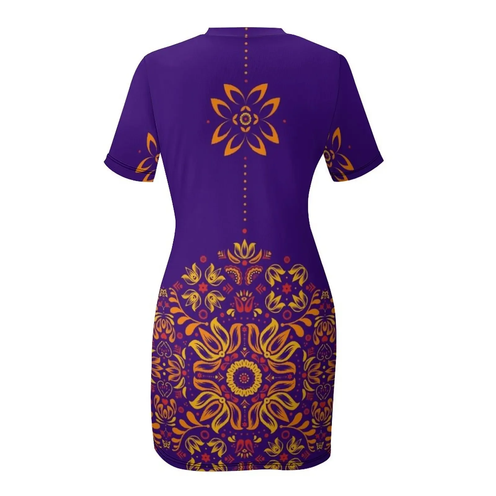 Feuriges, kurzärmliges Kleid mit Blumen- und Folk-Muster. Sommerkleider für Damen, Luxuskleid