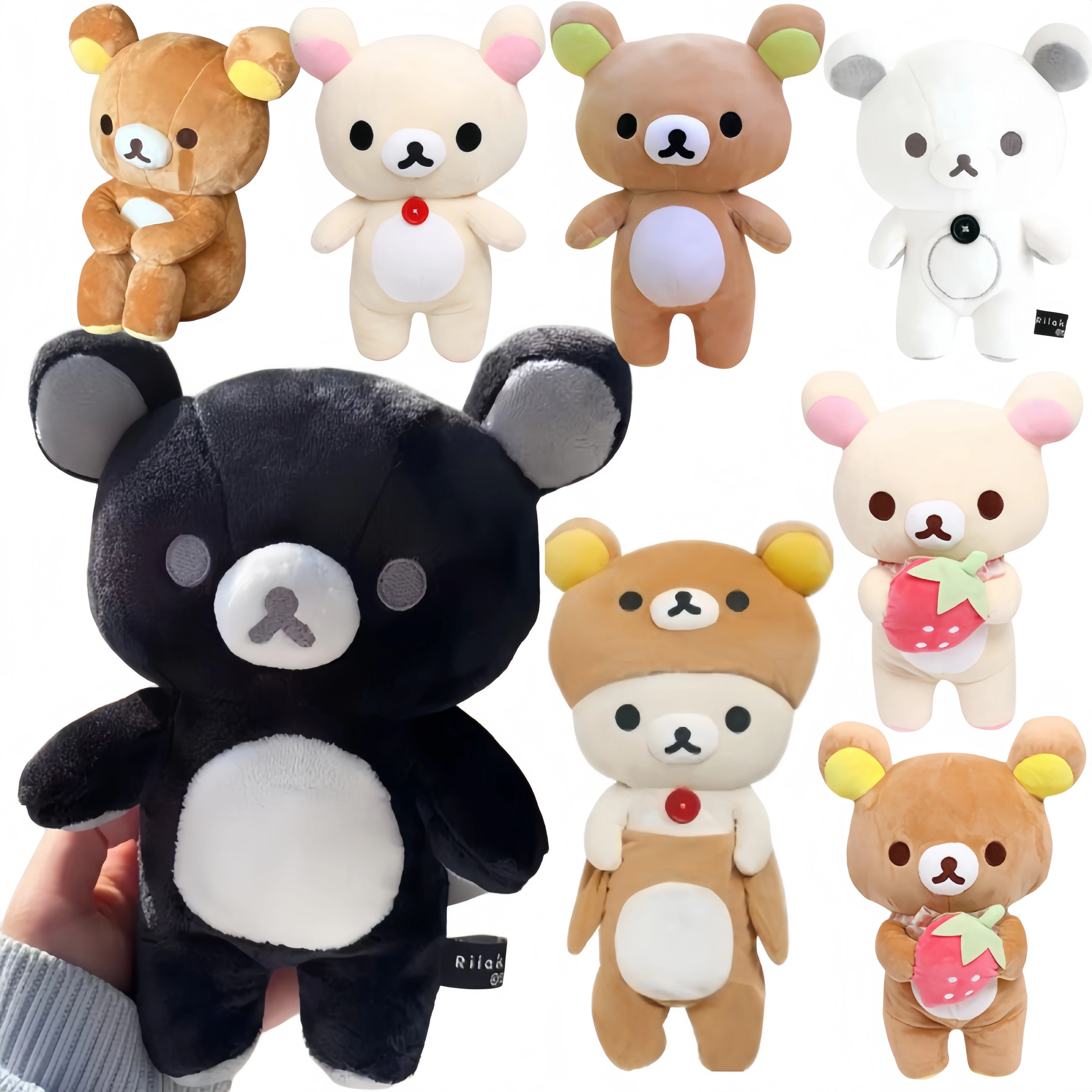 

Black and White Rilakkuma Plush Toy CollectionKawaii Rilakkuma Korilakkuma Teddy Bear Peluche Anime Bear Kuma Plushies Stuffed