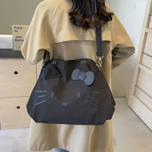 Bolso de hombro tipo bandolera negro de gran capacidad, bolso de viaje KT, equipaje de viaje de negocios, bolso informal de dibujos animados, mochila práctica