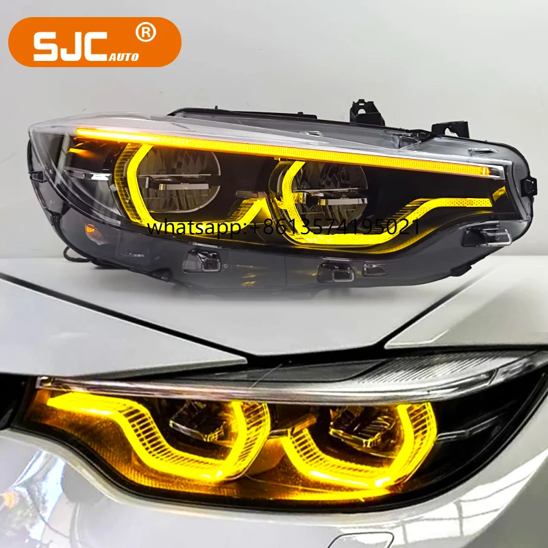

SJC Dual Color Headlight for 4 Series F32 M4 F82 Head Lamp White Yellow DRL 430 435 440i Plug and Play Car Accessories