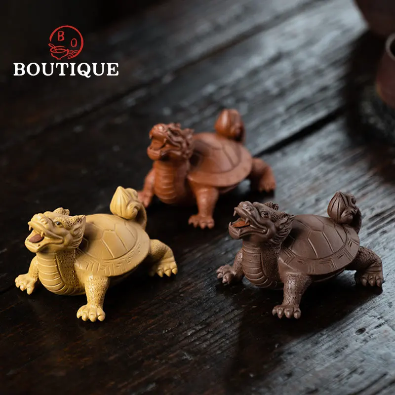 Yixing Purple Clay Tea Pet Dragon Turtle Tea Toy Handmade Sculpture Crafts Can Improve Tea Tray Tea Ceremony Accessories Gifts