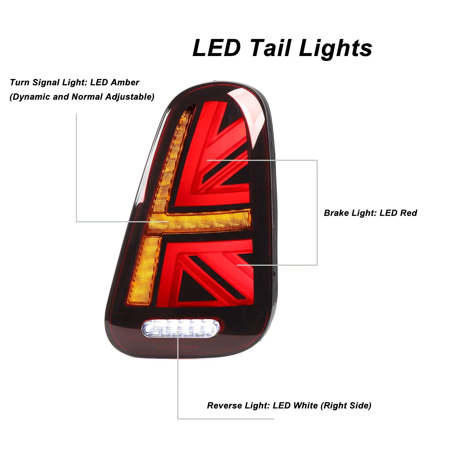 For Mini Cooper R50 R52 R53 2001 2002 2003 2004 2005 2006 1 Pair Red LED Tail Light With Dynamic Turn Signal Rear Brake Lamp