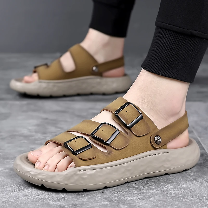 

Outdoor Men's Summer Slippers Cork Clog Half Drag Outdoor Antiskid Male Slides Leisure Walk Flip-flops New Arrival Man Sandals