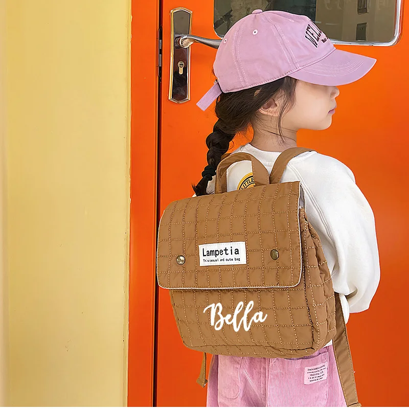 Mochila personalizada con estampado de diamantes para niños, mochila de gran capacidad para guardería, Salida para niños y niñas, Otoño e Invierno