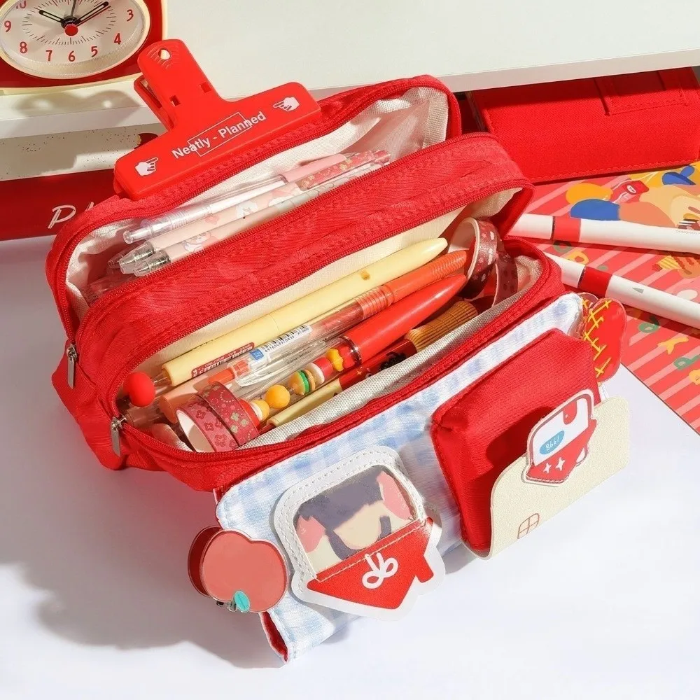 Multi-layer House Shape Pencil Case Desktop Storage Large Capacity Korean Style Pen Bag Multi-functional Pencil Pouch