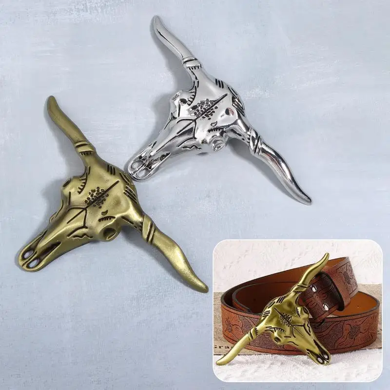 Western Cowboy Retro Zinc Alloy Cow Head Shaped Belt Buckle Accessories Diy Men's Versatile And Stylish Belt Decoration