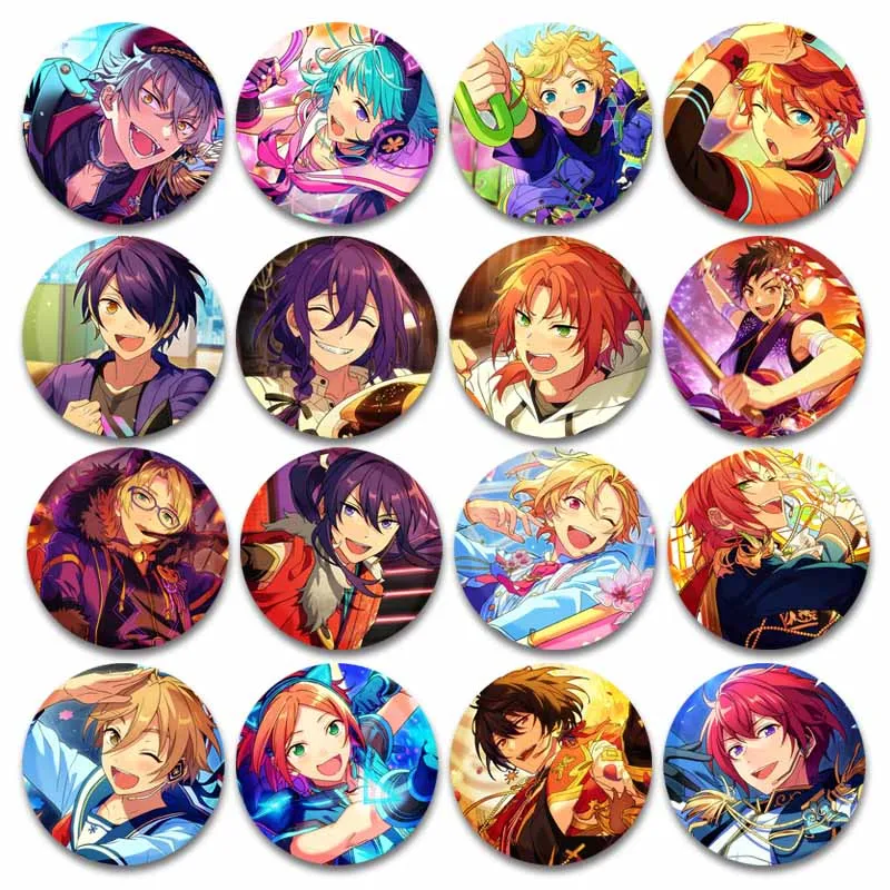 

Ensemble Stars ES Anime Brooches Accessories Cartoon Role Tsukinaga Leo Sakuma Rei Badge Backpack Clothes Round Pins Jewelry